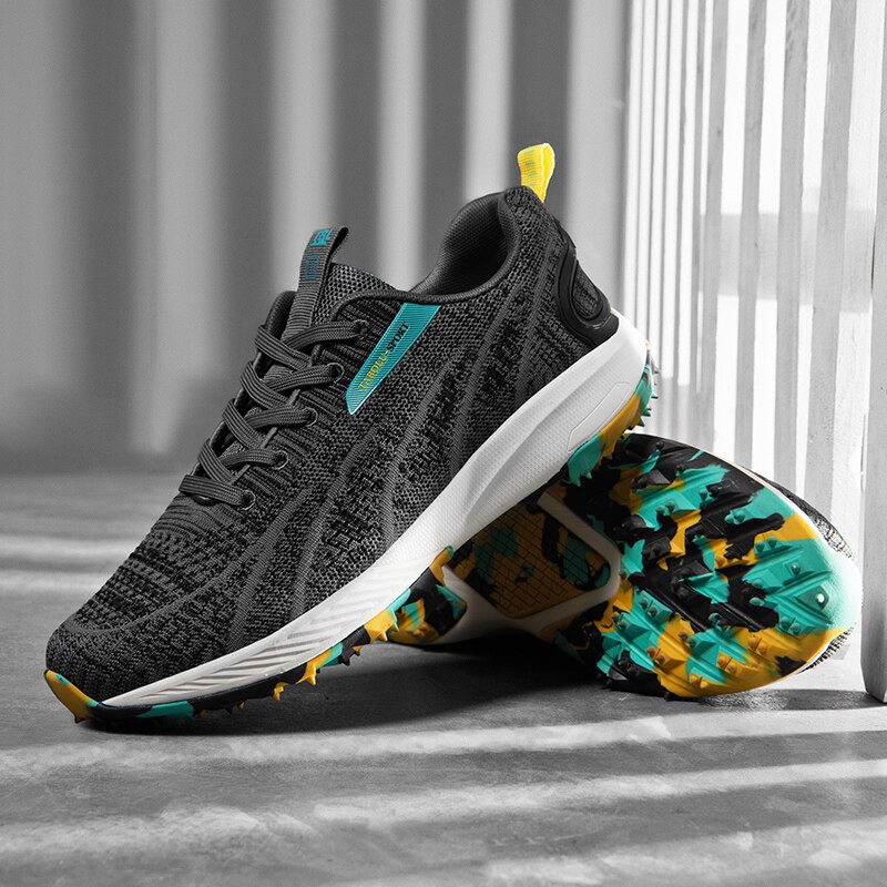 Men Training Golf Shoes Breathable Golf Sneakers Men Light Weight Sipkeless Golfing Shoes Outdoor Grass Walking Sneakers Male