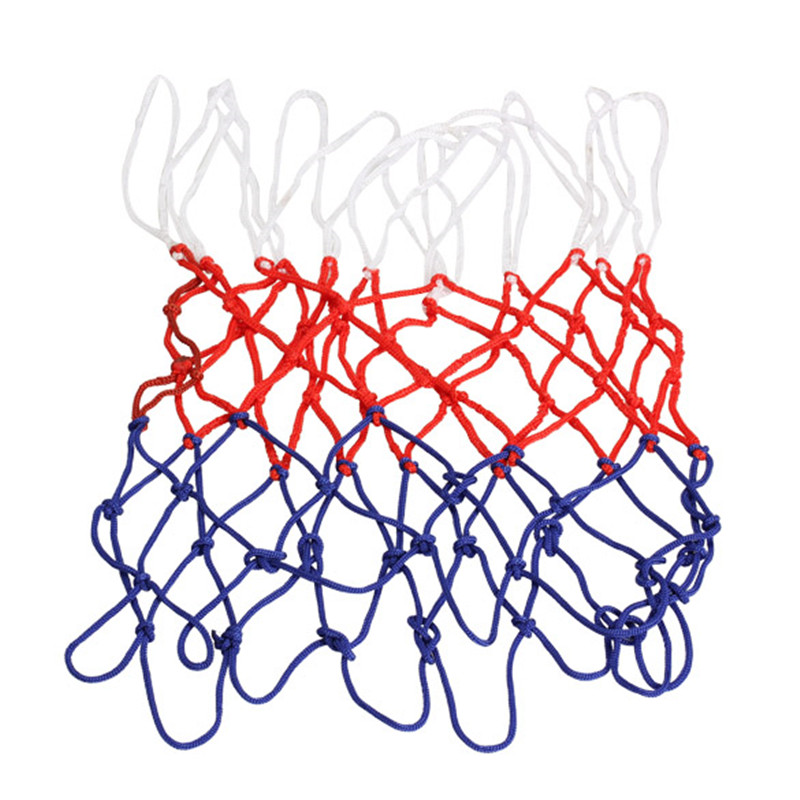 1pcs Nylon Basketball Net Thread Sports Basketball Hoop Mesh Backboard Rim Ball Pum 12 Loops White Red Blue Accessories