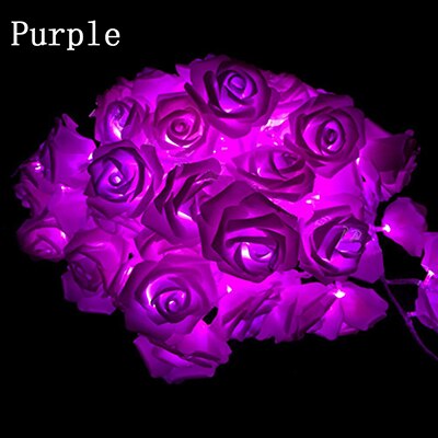 1.5M 10led Rose Bloem Kerst String Lights Battery Operated Valentine Bruiloft Decoratie Bloem Lampen Led Lamp: Paars