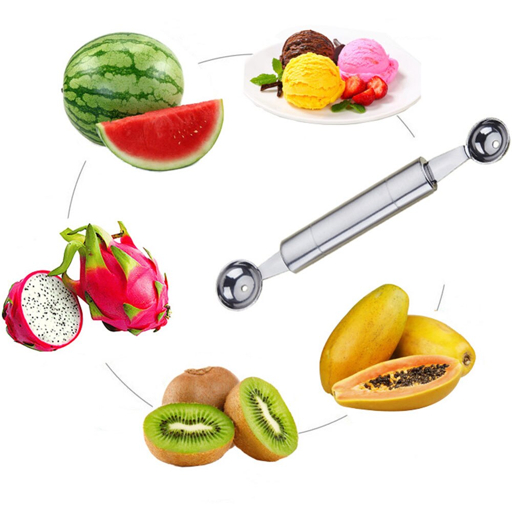 Double-Headed Stainless Steel Fruit Digging Ball Spoon Multi-purpose Watermelon Digger Dragon Digging Ball Spoon Ice Cream Spoon