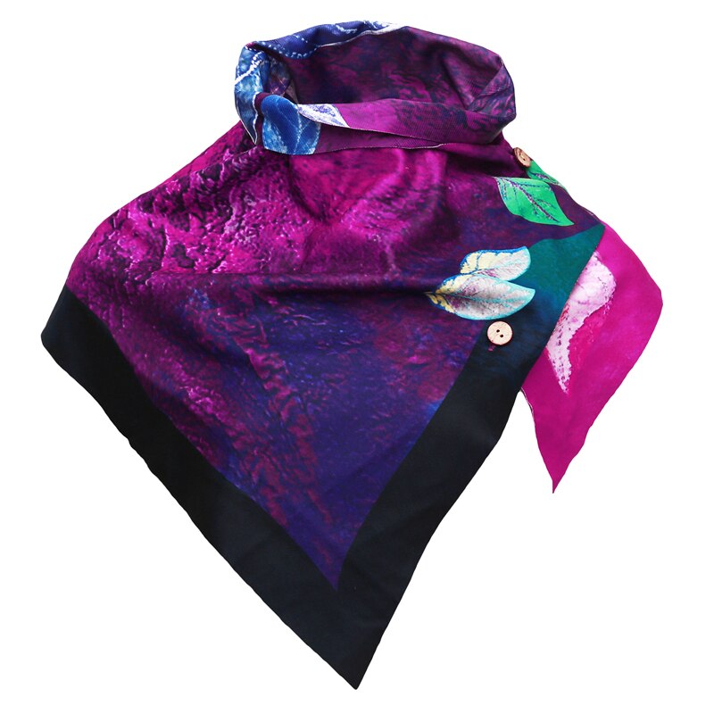 Écharpe imprimée pour femme, châle coupe-vent doux, bouton, écharpes décontractées et chaudes à anneaux: Violet