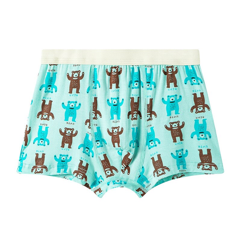 4Pcs/1lot Kids Boys Cartoon Print Underwear Children Cute Bear Pattern Boxers Teenage Boys Cotton Underpants Age For 3-14Y