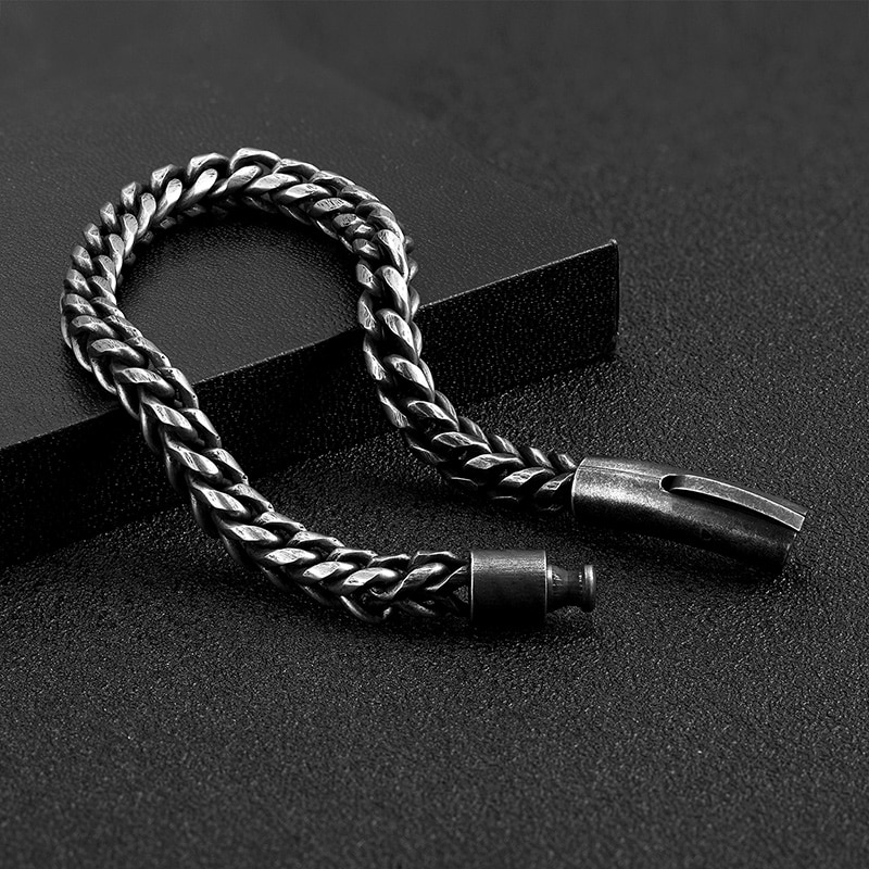Jahrgang Kette Verknüpfung Männer Armbinde Handgemachten Punk Felsen Edelstahl Motorrad Armbänder Männliche Hand Schmuck Zubehör Freund