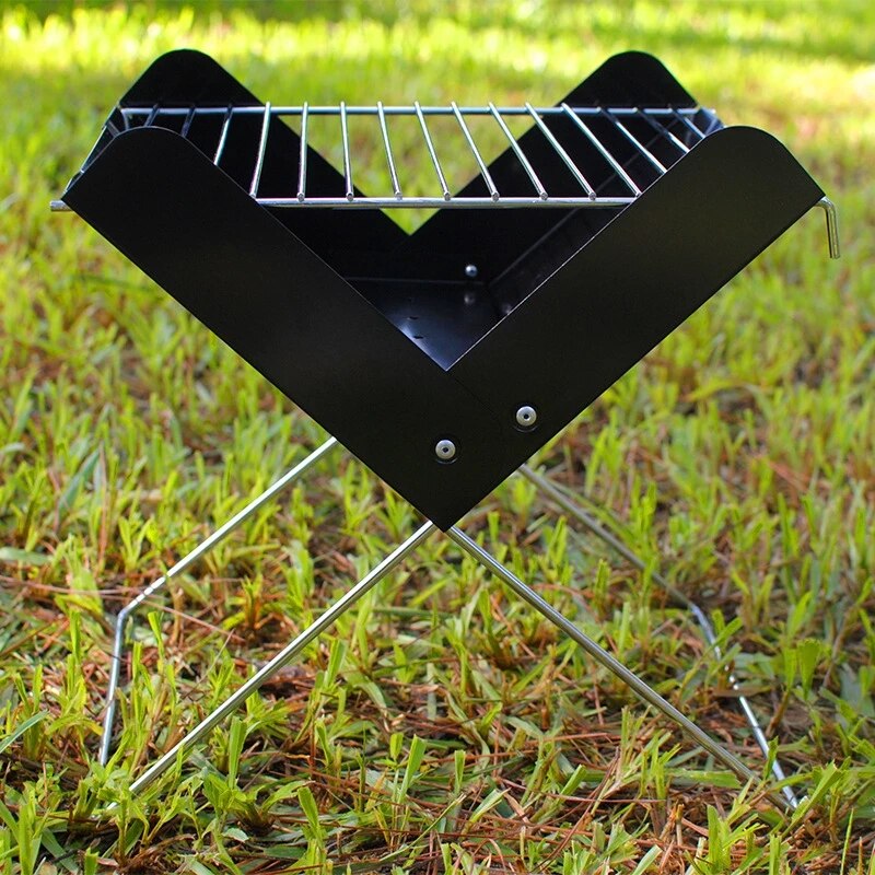 Bbq Grill Portable Foldable Barbecue Grill Charcoal Grill Outdoor Small Non-Stick Barbecue Wire X-Shaped Barbecue
