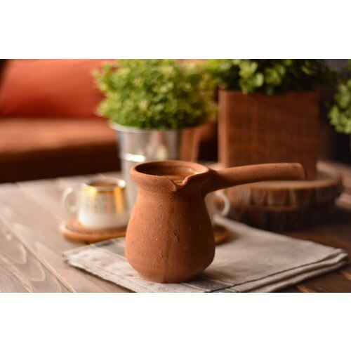 BA TECH Turkish coffee Mırra Ground Coffee Pot 2 personality handmade Clay pot Coffee Pot Glazed, natural Healthy Coffee Cooker Coffee Pot