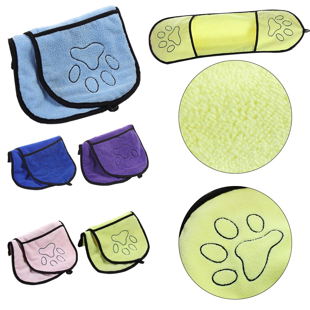 Portable Pet Dog Bath Towel Microfiber Ultra-Absorbent Cat Small Dogs Drying Towel Blanket With Pocket For Large Dogs Bathrobe