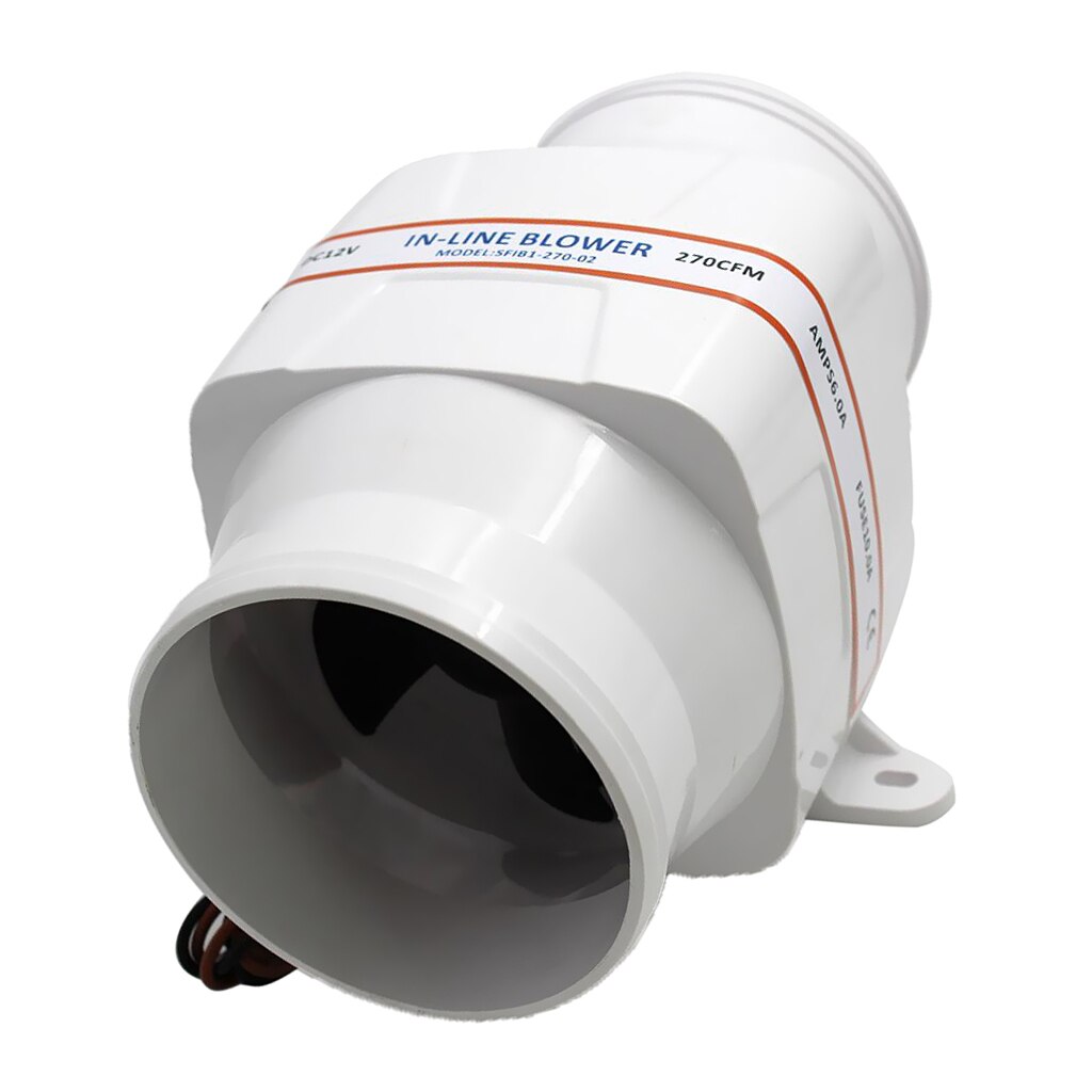 Marine in-Line Bilge Boat Air Blower 4 inch 12V 270 CFM Exhaust