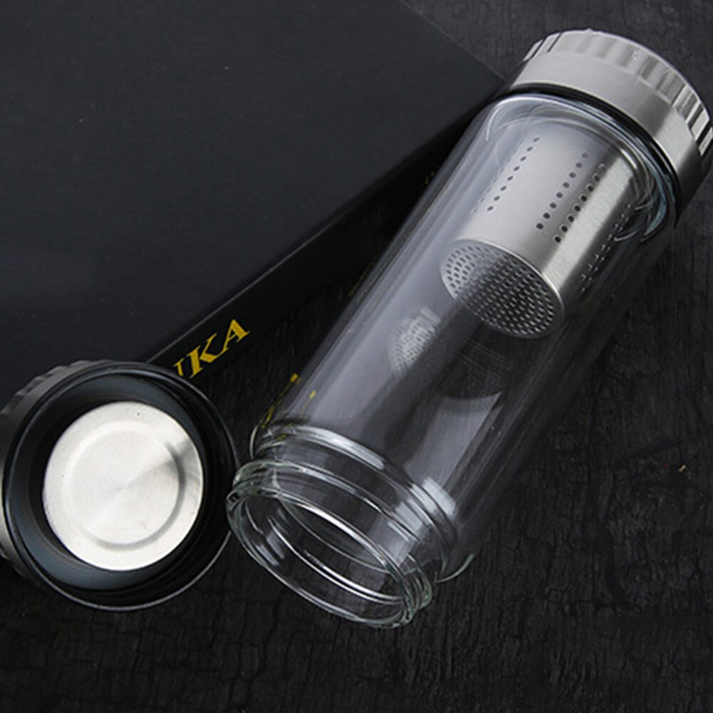 Dobbeltglas babyflaske termoflaske med filterkop rustfrit stål bærbar vandflaske rejsekrus termokande 300ml / 400ml