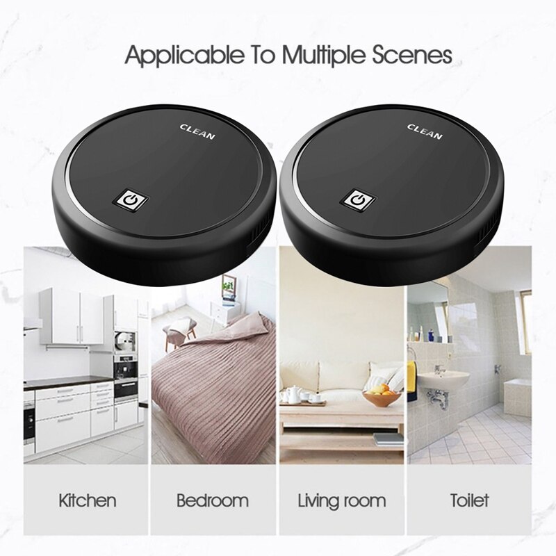 AD-Automatic USB Charging Wireless Sweeping Robot Vacuum Cleaner Cordless Vaccum Robot Carpet Robots Mop Robot Black