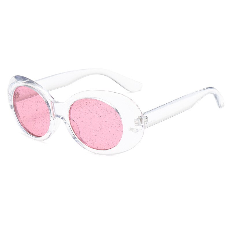 Clout gözlük güneş gözlüğü erkekler Vintage NIRVANA Kurt Cobain güneş gözlüğü kadınlar temizle küçük Oval gözlük gözlük: C2 Clear Pink