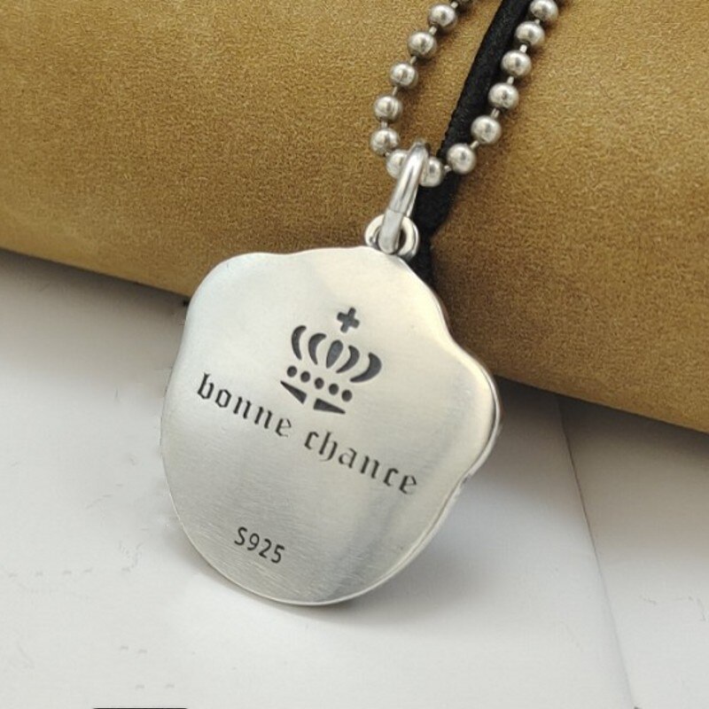 Bocai 2022 echte reine  s990 silber schmuck persönlichkeit schönes mädchen runde karte retro thai matt schlichte frau anhänger