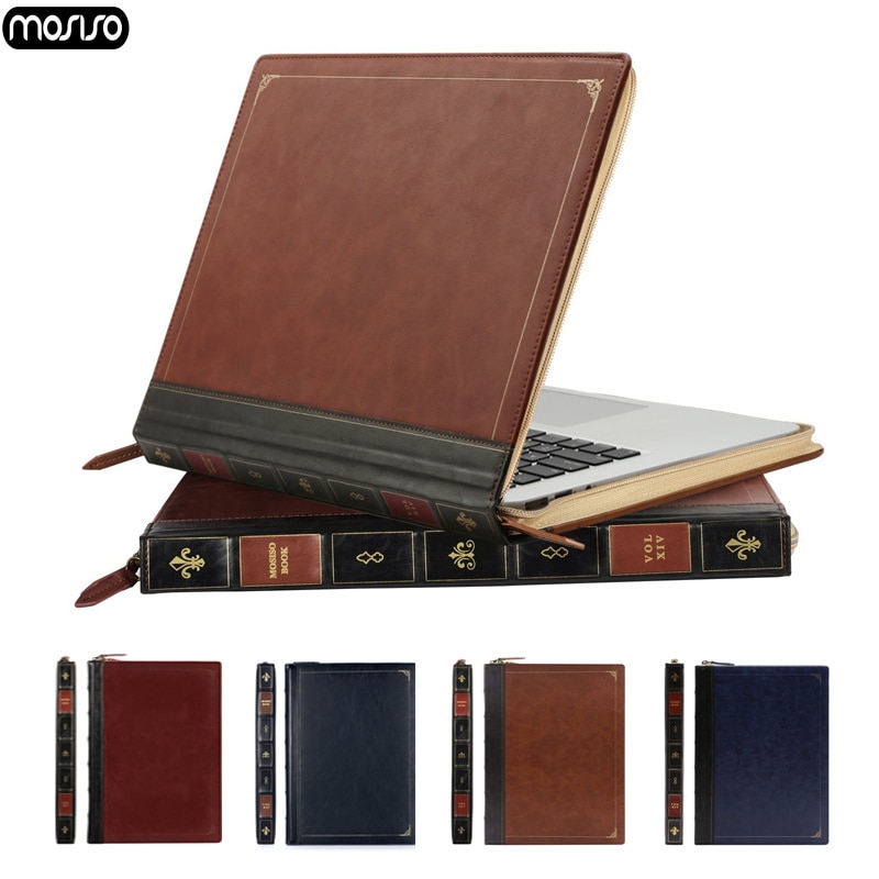MOSISO 13 Do Vintage Estojo De Couro PU Para Macbook Air Pro Retina 13 15 Barra de Toque Capa Laptop Case para Macbook ar 13 polegadas A1932 Novo