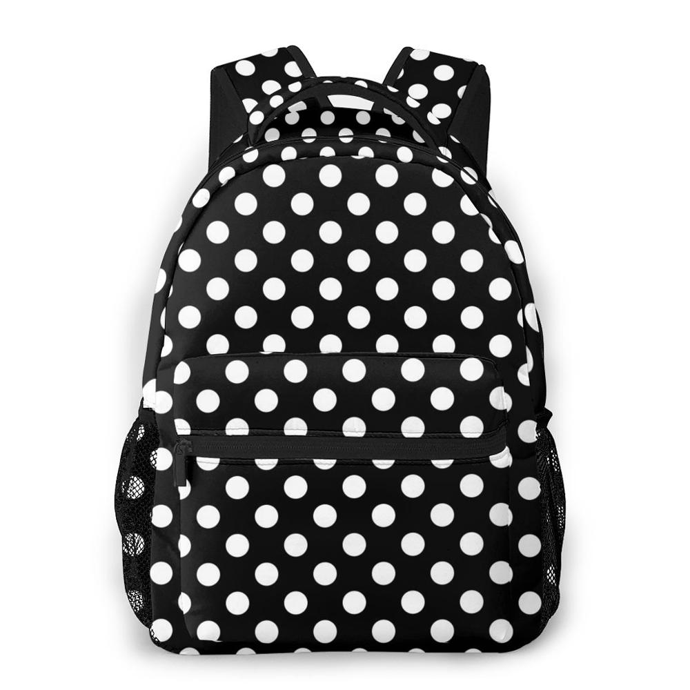 Black White Polka Dot Students Travel School Bags Backpack Womens Female Casual Backpacks: colour3