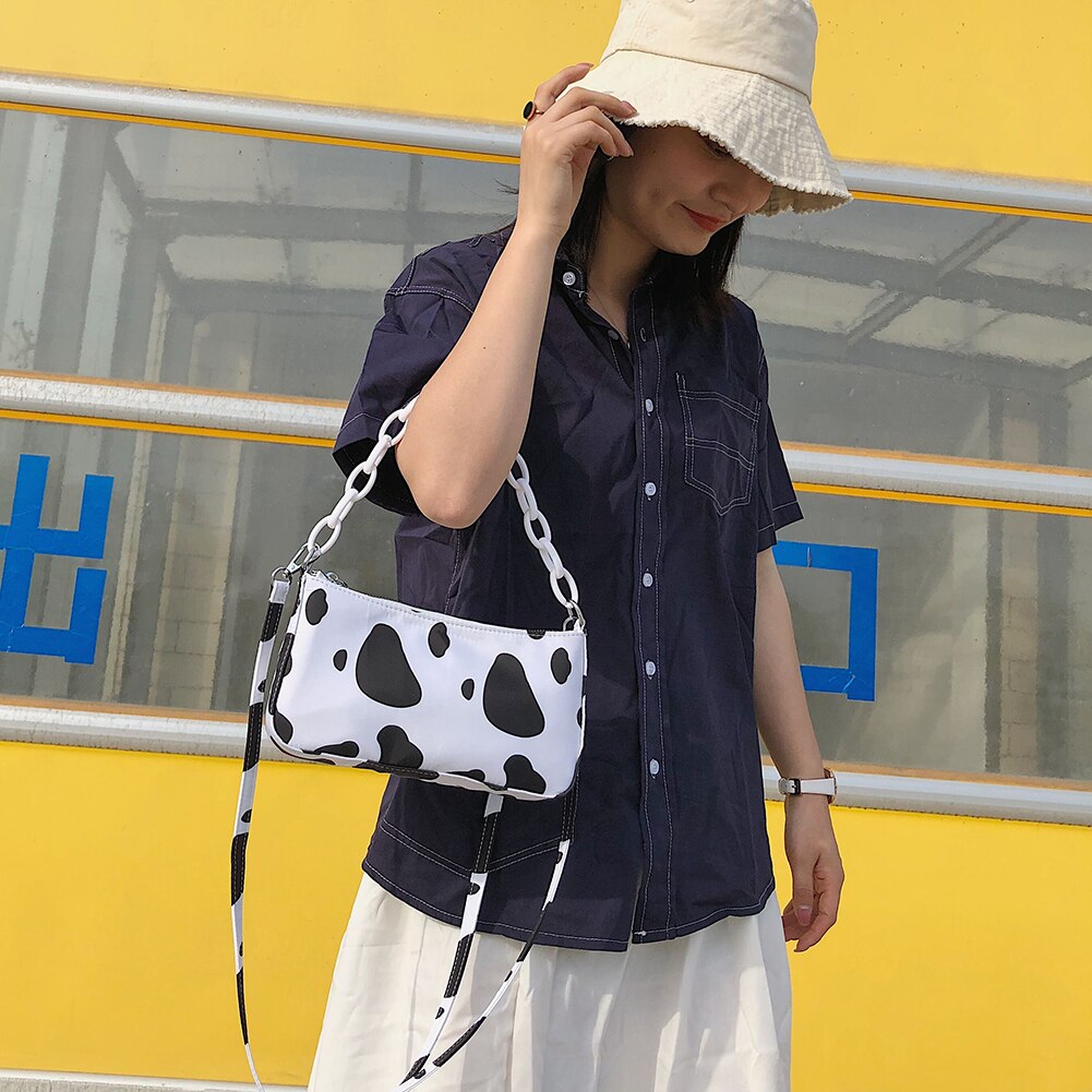 Oxford femmes sacs à bandoulière pochette de messager vache tache chaîne sac à main sac à main