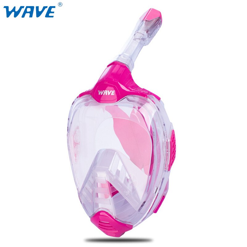 Máscara de esnórquel para adultos, mascarilla de buceo antiniebla, de cara completa, para natación, vista panorámica,: Transparent pink / S / M