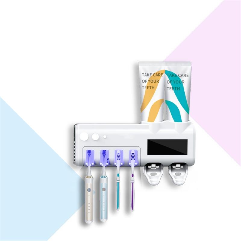 Automatic Ultraviolet Toothbrush Sterilizer UV Light Toothbrush Holder With Toothpaste Squeezing Dispenser Shelf: Default Title