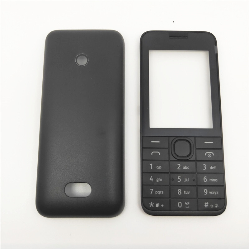 Für Nokia 208, vollständig komplettes Handy-Gehäuse, Schutzhülle + englische Tastatur und hebräische Tastatur-Ersatzteile: Rose