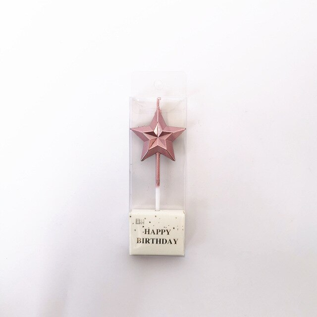 Verjaardagstaart Kaars Diamant Hart Stervorm Creatieve 3D Mooie Cupcake Kaars Kinderen Party Decoratie: B3