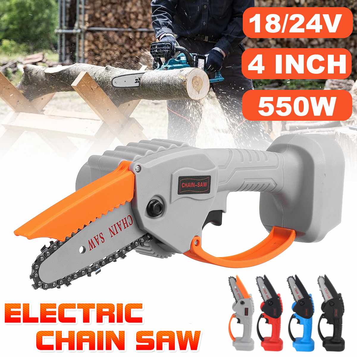 Mini Electric Chain Saw Wood Cutting Lithium Battery Pruning Chainsaw Garden Tool Rechargeable Woodworking Tool