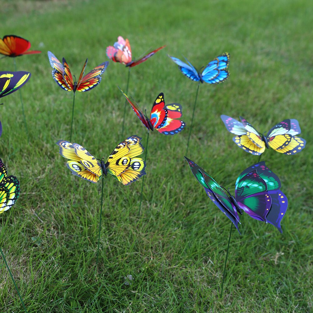 50 Stuks 12Cm Kleurrijke Kunstmatige Vlinder Nep Vlinders Stakes Voor Huis Tuin Yard Ornamenten Planten Bloempot Decoraties