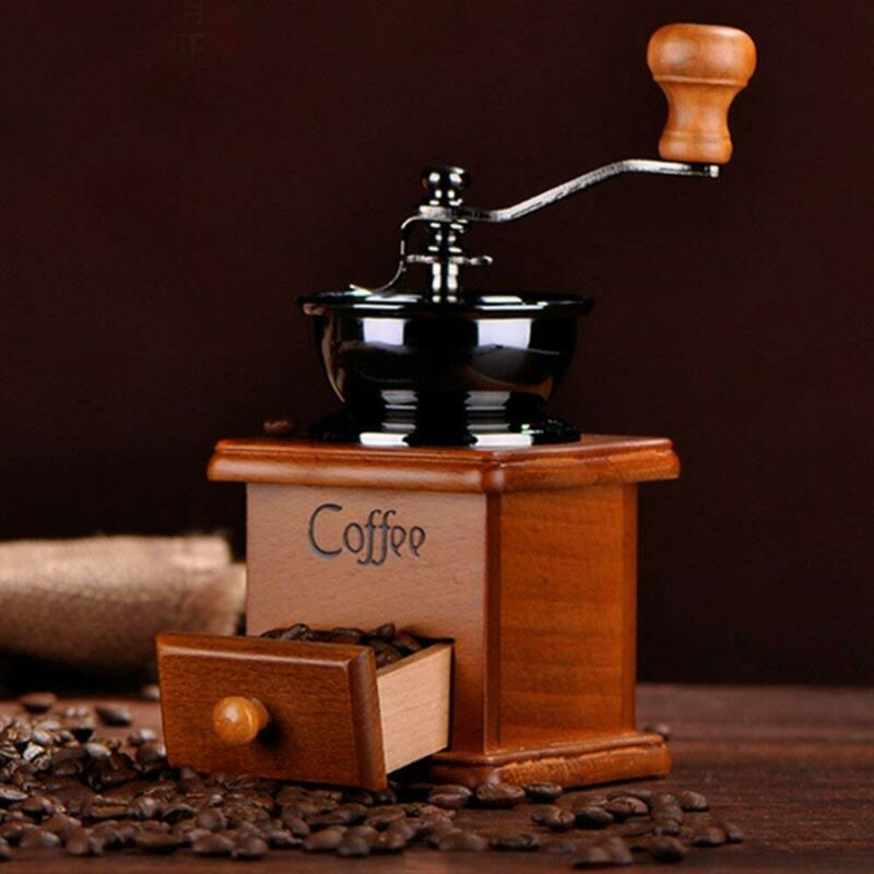 Kaffe håndkværn manuel klassisk mini retro bønne krydderurter træ kaffe kaffevarer