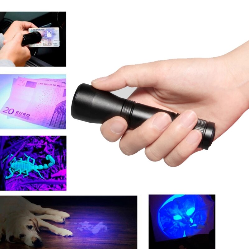2000LM LED Taschenlampe UV Taschenlampe Lila licht L2/T6 Weiß Licht 18650 Wiederaufladbare 5 Modi Zoom 395nm Schwarzlicht