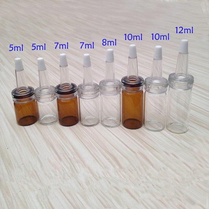 Mini heldere en bruine glazen flesjes 3,5,7,8,10,12ml met zachte plastic druppelaar, ideaal voor het herverpakken van vloeistof
