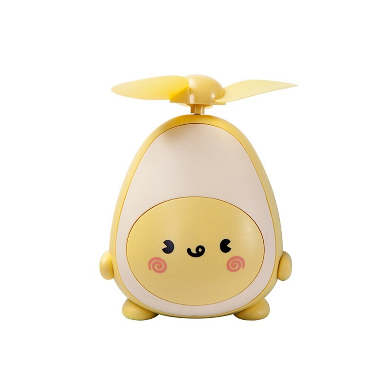 Aguacate Mini USB ventilador de carga lindo portátil pequeño ventilador chica Oficina dibujos animados estudiante dormitorio: Yellow