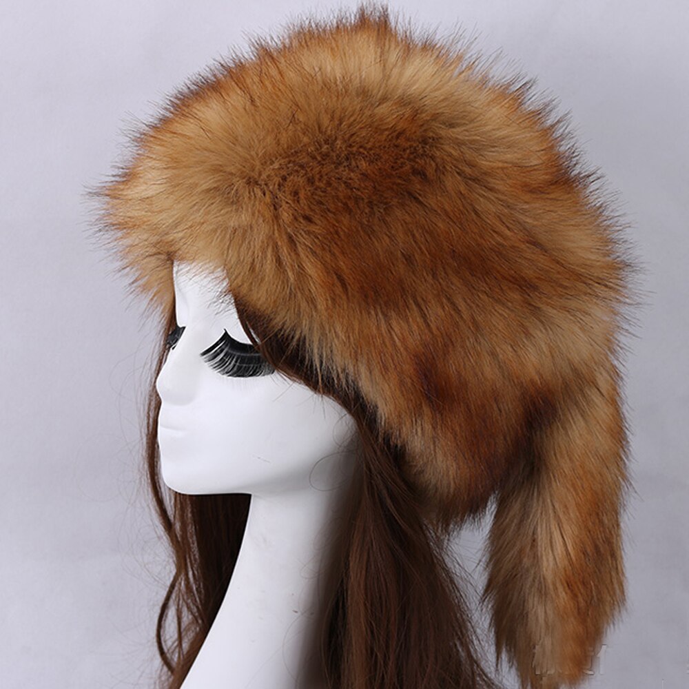 Vrouwen Hoeden In Winter Thicken Warm Faux Vos Bontmuts Russische Outdoor Ski Cap Mode Zachte Comfortabele Casual Herfst Winter hoed: Brown Fox