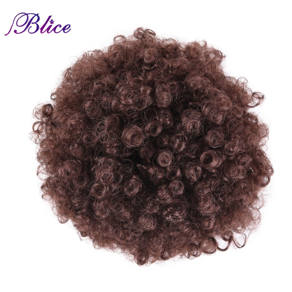 Blice 9inch Synthetic Curly Hair Ponytail African American Short Afro Synthetic Drawstring Puff Ponytail Hair Extensions
