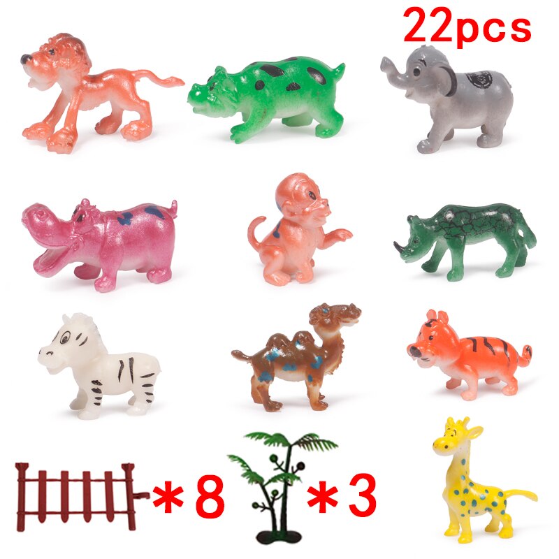 22 pièces/lot Mini simulation en plastique souple forêt animaux simulation jouets doux jouets pour enfants pour garçons et filles enfants jouets