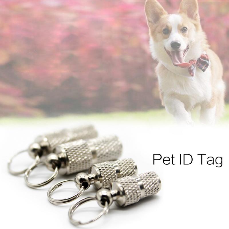 Pendentif adresse pour animaux de compagnie chien chat Tube de rangement Anti perte argent adresse étiquette chat étiquette d'identification pour animaux de compagnie collier en métal Tube collier