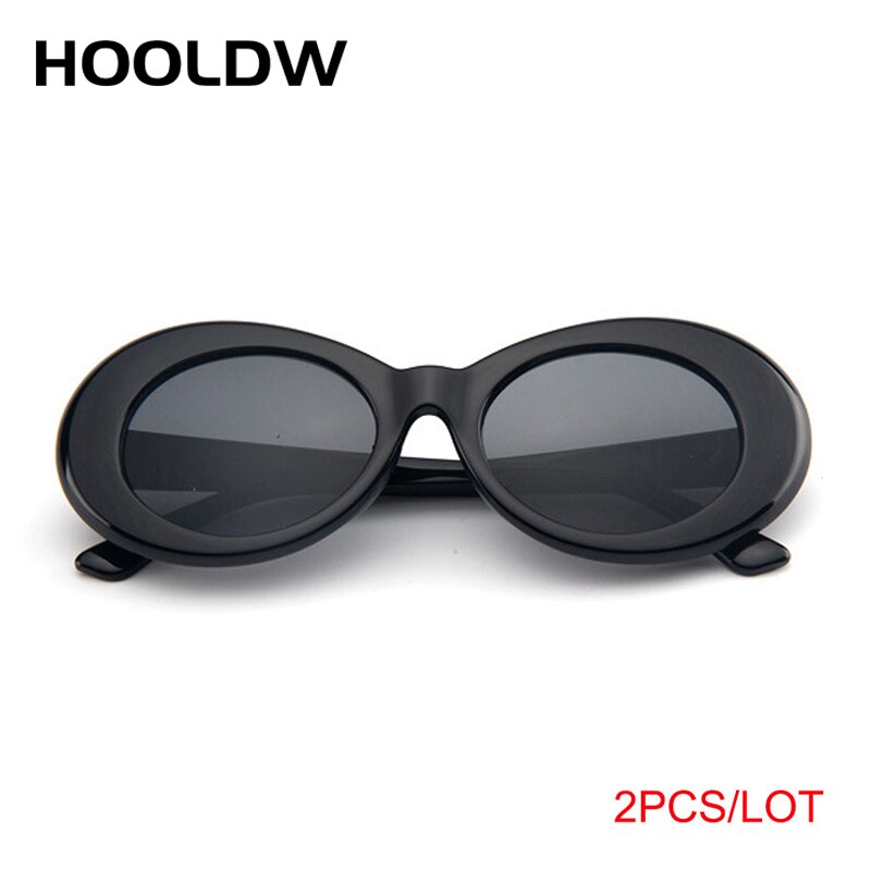 2 st/lot clout goggle kurt cobain solglasögon herr dam vintage ovala runda solglasögon dam  uv400 glasögon gafas de sol: 2 svartgrå