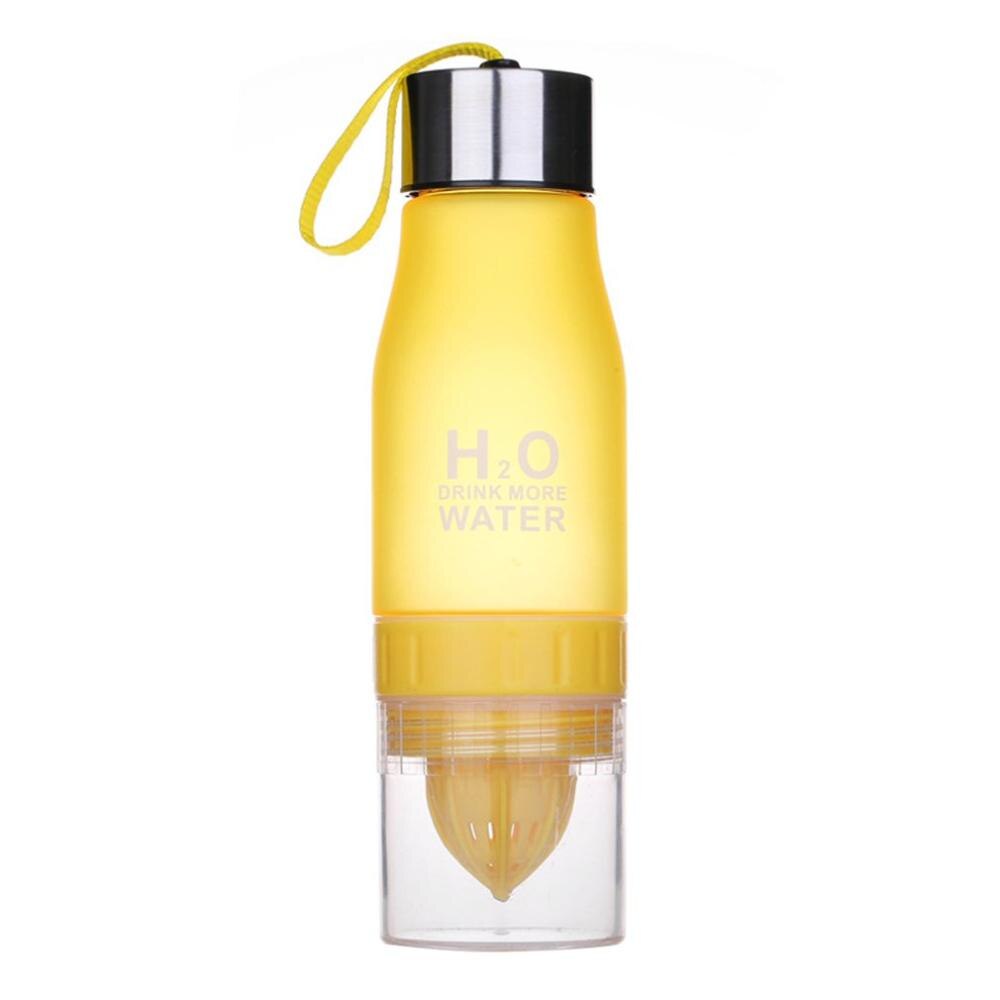 Lemon Juice Infuser Water Bottle 650ml Plastic Portable Casual Fruits Juice Cup For Water Sport Drinking Bottles Color: light orange