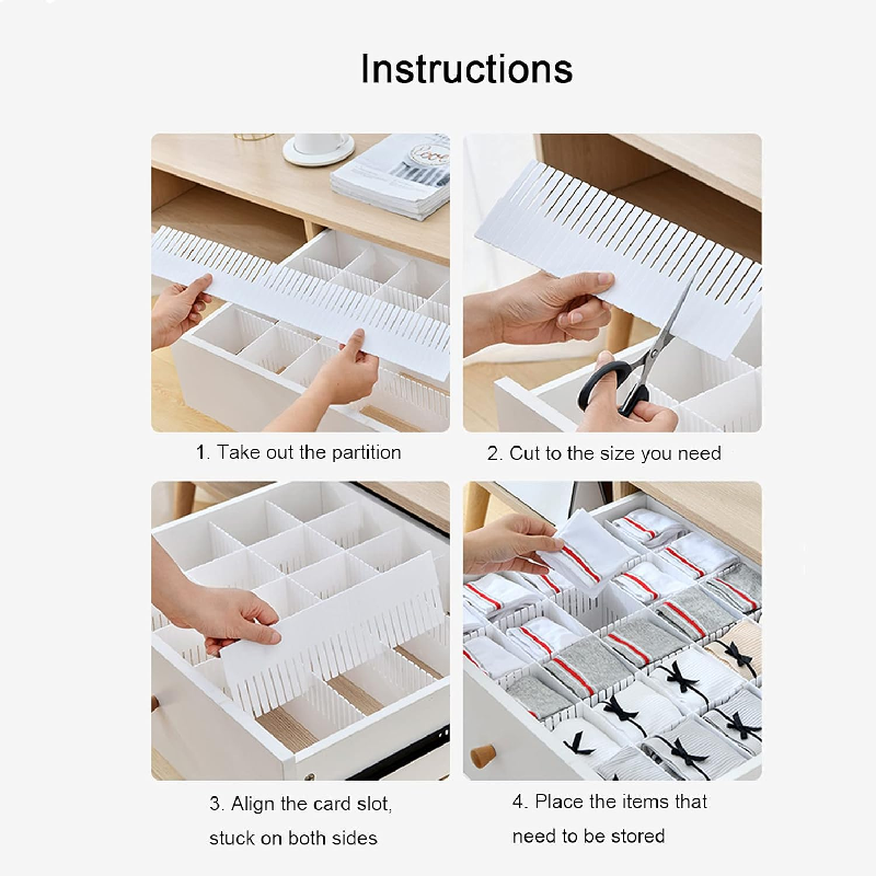 10 Stück Schubladenteiler, verstellbare Trennblätter, Schubladen-Organizer-System, Schubladenteiler für Schrank, Unterwäsche, Socken