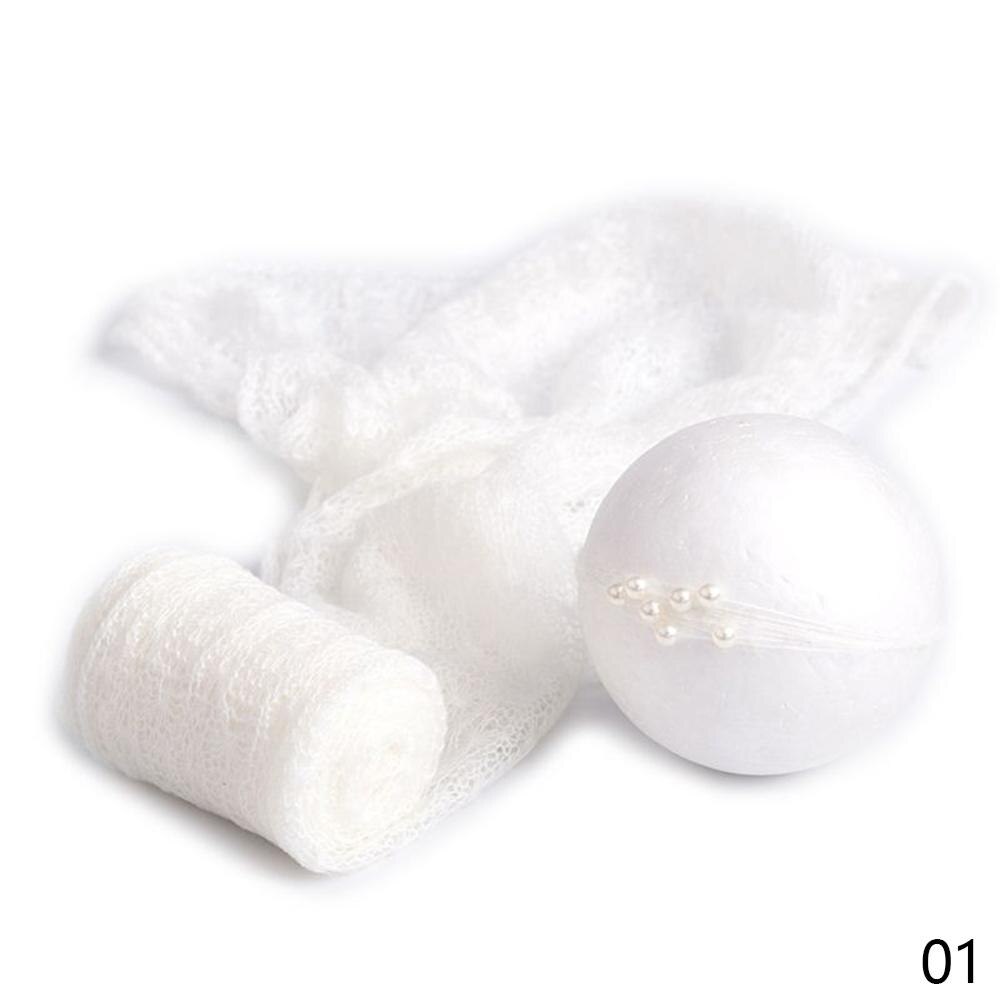 2 Pçs/set Trecho Cobertor Do Bebê Recém-nascido Envolve Fotografia Props Knit Envoltório Foto Pano Acessórios Cocar acessórios para o cabelo: WHITE