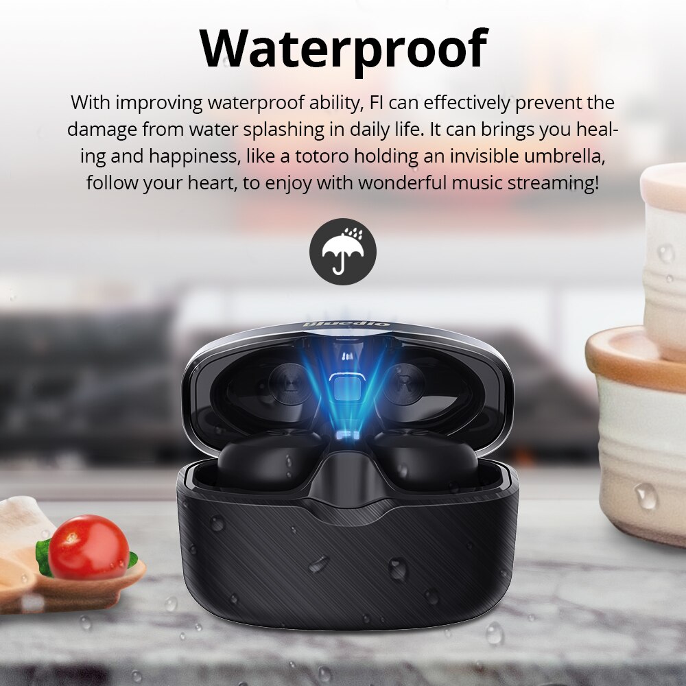 Bluedio fi bluetooth oordopjes waterdicht, echt draadloos, sport oordopjes, tws hifi aptx met microfoon, game-ervaring, in-ear touch headset