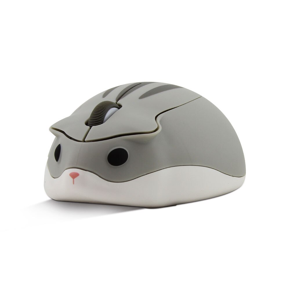 2.4G Wireless Optical Mouse Cute Cartoon Hamster Computer Mice Ergonomic Mini 3D PC Office Mouse For Kid Girl: Only Gray