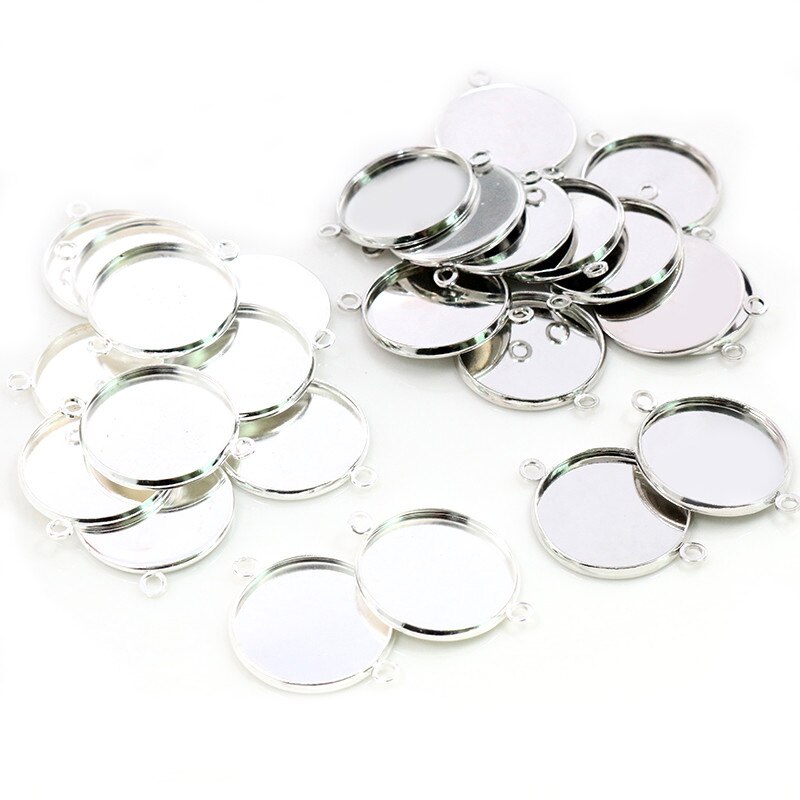 20 Pcs 20 Mm Binnenmaat Roestvrij Ijzer Materiaal Heldere Verzilverd Rhodium Eenvoudige Stijl Cabochon Base Cameo Instellen Hanger lade