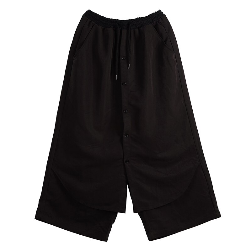 Nove pantaloni da uomo divisi primavera/proprietà Yamamoto nero giappone pantaloni gonna allentata falsi dovuto cavallo basso uomo pantaloni gamba larga tendenza