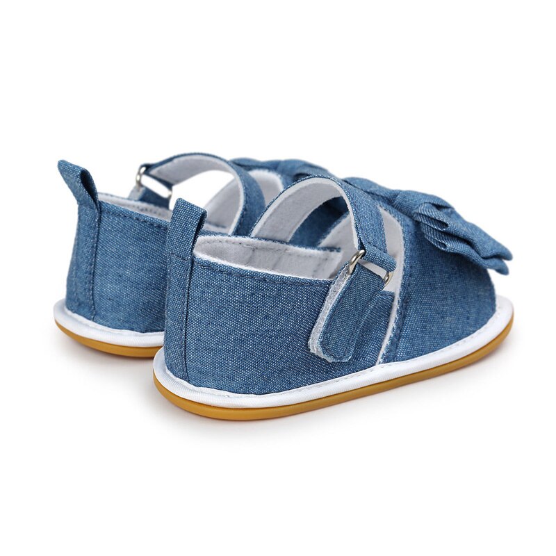 Peuter babymeisjes schoenen schattig mooie zomer katoenen stoffen sandalen gestreept geruit denim strik antislip zacht 0-18m klompen