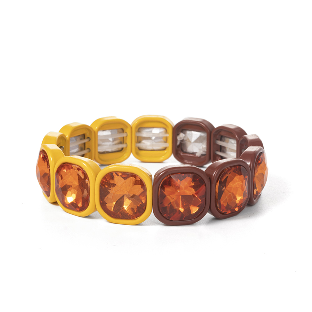 Pulseras de cuentas de cristal de invierno para mujer, pulseras elásticas de cuentas coloridas, joyería brillante bohemia hecha a mano, 2024: Bañado en rodio de imitación
