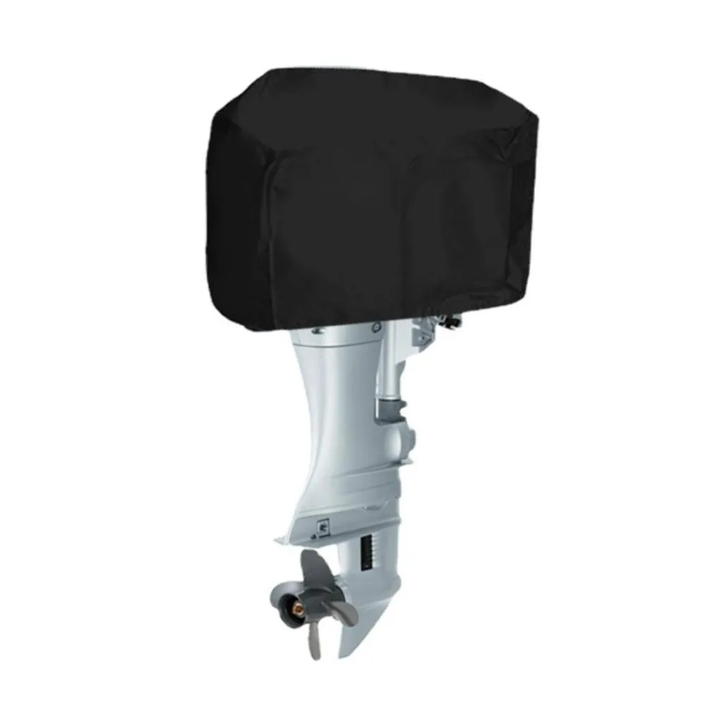 15-250HP Full Outboard Motor Engine Boat Cover 210D Waterproof Anti-scratch Heavy Duty Engine Protector Motor Black Boat Fabric