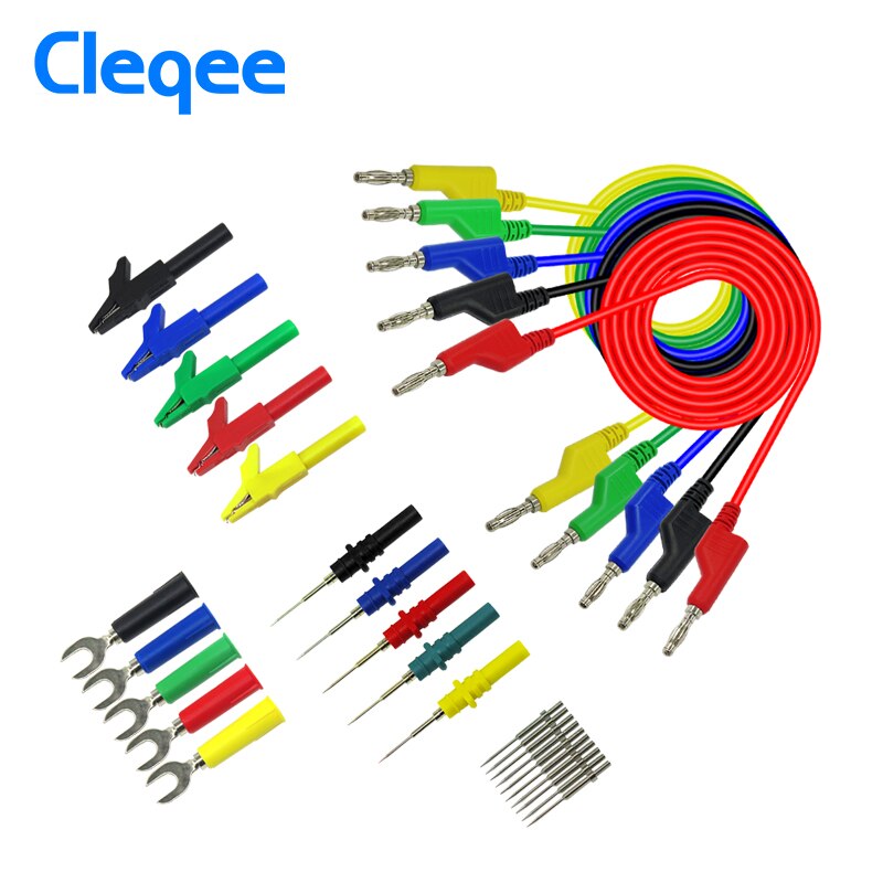 Cleqee P1036B Serie 4 Mm Banana Banana Plug Test Lead Kit Voor Multimeter Met Alligator Clip U-Type & Punctie Testen Probe Kit: P1036B