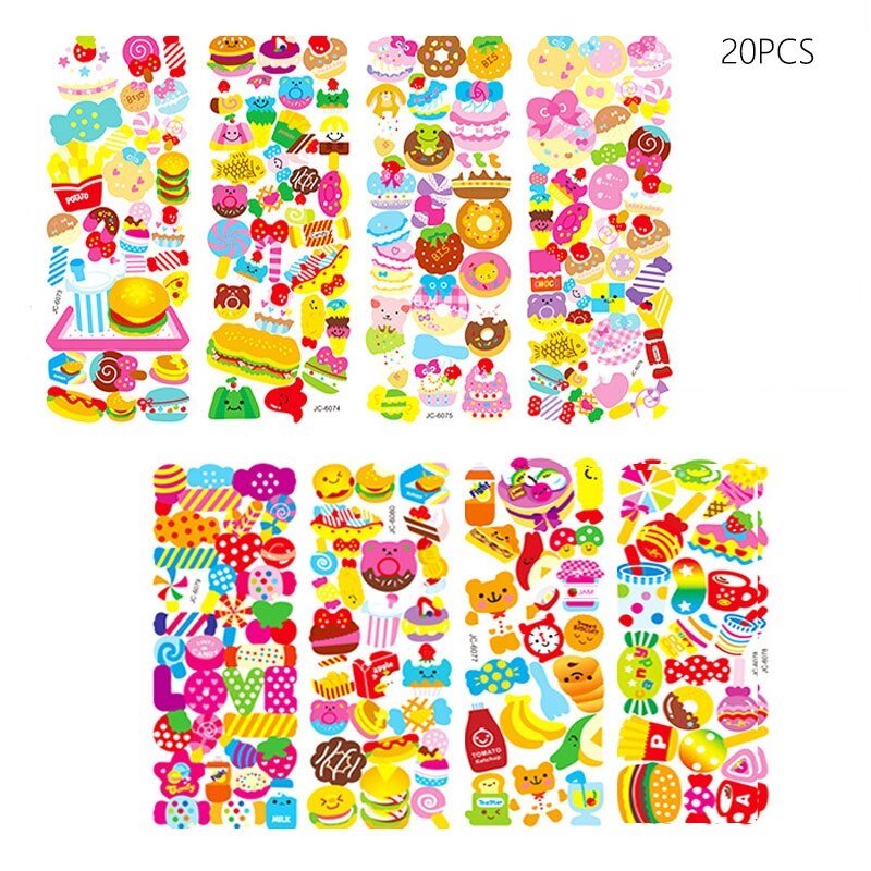 20 Pcs Kids Drawing 3D Stickers for Kids &amp; Toddlers 500+ Puffy Stickers Variety Pack for Scrapbooking Bullet Journal