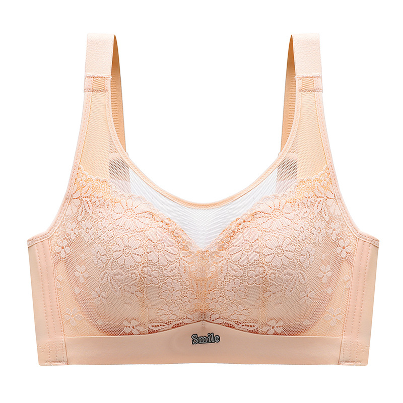 Tube Top Style Without Steel Ring Girl Bra Breathable And Comfortable Underwear Gather Anti-Sagging Corset Soft Lace Sexy: Orange / 34 75AB