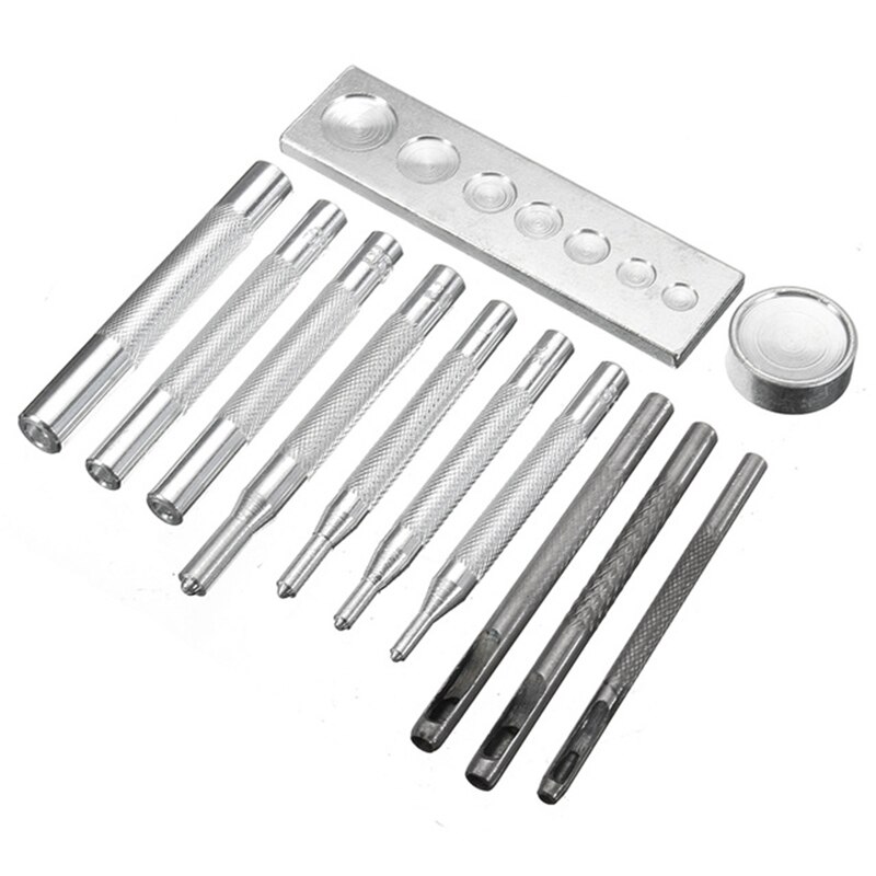 Kit de herramientas de instalación de botones de remache a presión para manualidades de cuero, juego de herramientas de perforación manual, accesorios de Material DIY, 12 Uds.: Default Title