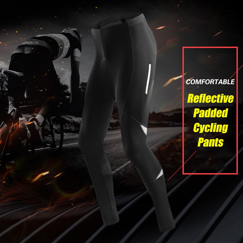 Lixada Men's Reflective Bicycle Pants Gel Padded Cycling Compression Tights Legging Outdoor Spring Autumn Downhil Cycling Pants