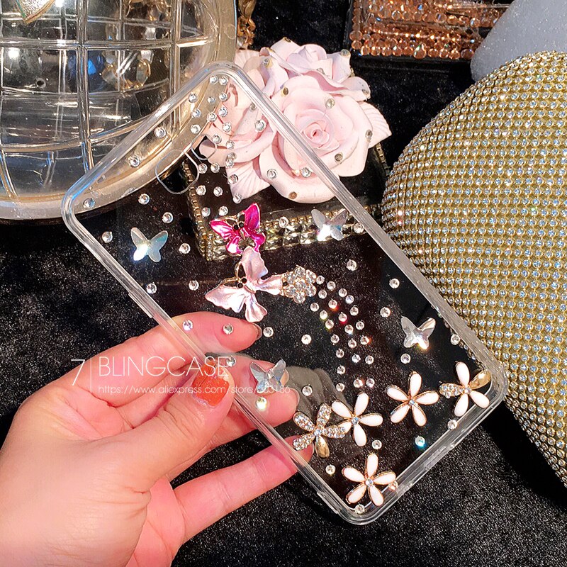 Vlinder Diamond Rhinestone Case Cover Voor Oneplus 6 3 3T 5 5T 7 7T Pro Een Plus 3 5 6 6T 7