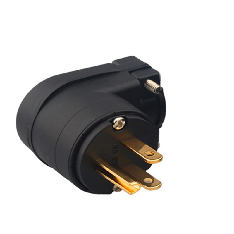 1Set L-shaped Gold Plated Copper EU/US/AU Version HIFI Audio AC Power Plug Connector IEC Adapter: 1Pcs US Plug